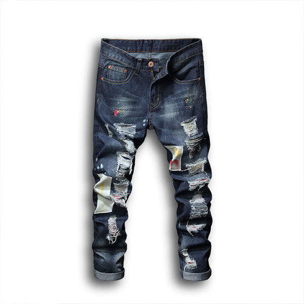 new man jeans fear of god ripped jeans for men high quality hip hop skinny Slim Fit men fashion Stripe Design Denim jean