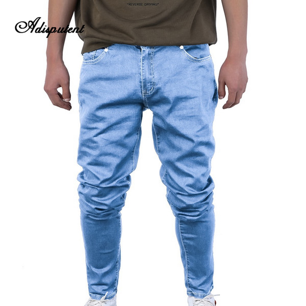 Adisputent 2019 Mens Fashion Jeans With Side Pockets Solid Pencil Pants Plus Size 3XL Skinny Jeans For Men Pantalon Homme