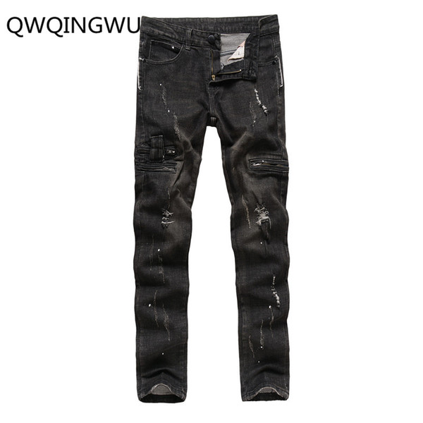 Men Jeans Hole Slim Trousers Men's Casual Thin Summer Denim Close-Fitting Pencil Pants Classic Cowboys Men Jeans