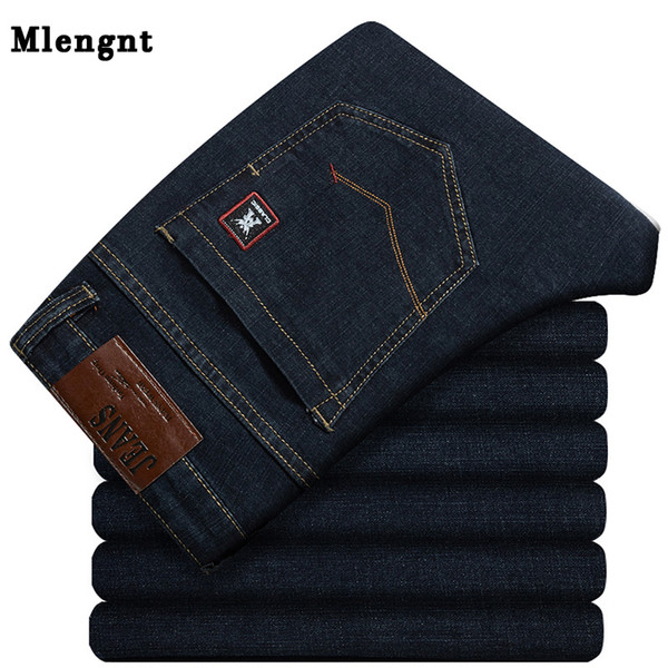 Classic Autumn Men's Cotton Black Jeans Slim Fit Striaght Business Denim Trousers Male Big Size 29-46 Stretch Men Clothes 2XMR34