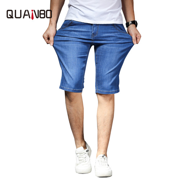 QUANBO 2019 Summer New Fashion Denim Shorts Men Slim Fit Sraight Smart Casual Cotton Jeans shorts Male Plus size Brand Clothing