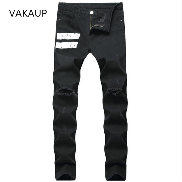 Men Jeans Black And White Mens Small Feet Stretch Body Building Tide Pocket 2019 New Style Spring Autumn Men Clothes