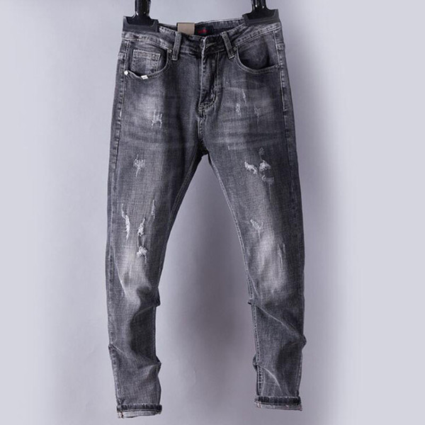 Spring And Summer Fashion Men Jeans Casual Hole Skinny Jeans Hip Hop Full Length Men Jeans