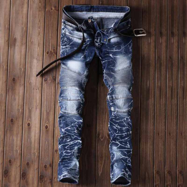 High Quality mens brand jeans printing design denim Sales champion creases fashion designer jeans For men