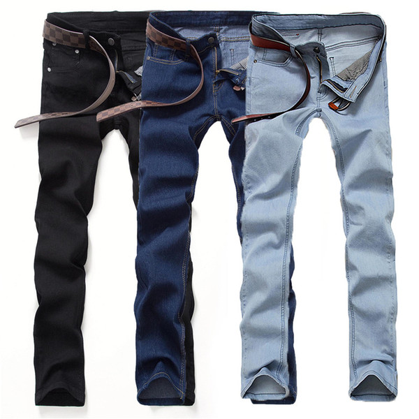 Autumn hot new mens black jeans men Korean Slim pants feet tide adolescent male casual long pants solid color big yards trousers