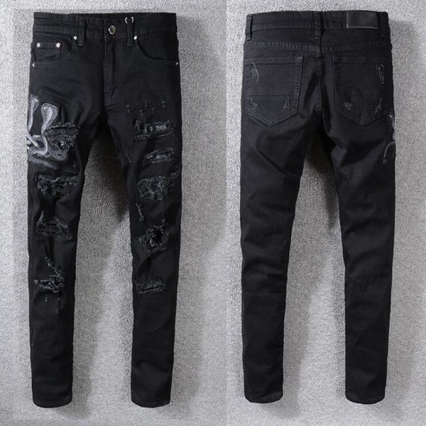 Fashion Mens Biker Jeans Famous Brand Design Style Ripped Jeans Hip Hop Mens Motorcycle Moto Denim jeans