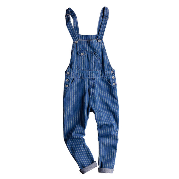 Men's Vintage Striped Denim Jumpsuit Men's / Women's Slim Fit Jumpsuit Vintage Denim Workwear Suspenders / Bib Pants Size XXL