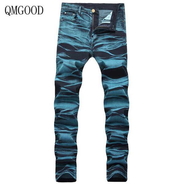 QMGOOD Fashion Retro Skinny Jeans Men Slim Stretch Denim Trousers Plus Size Hip Hop Biker Jeans Men Famous Brand Men's Clothing