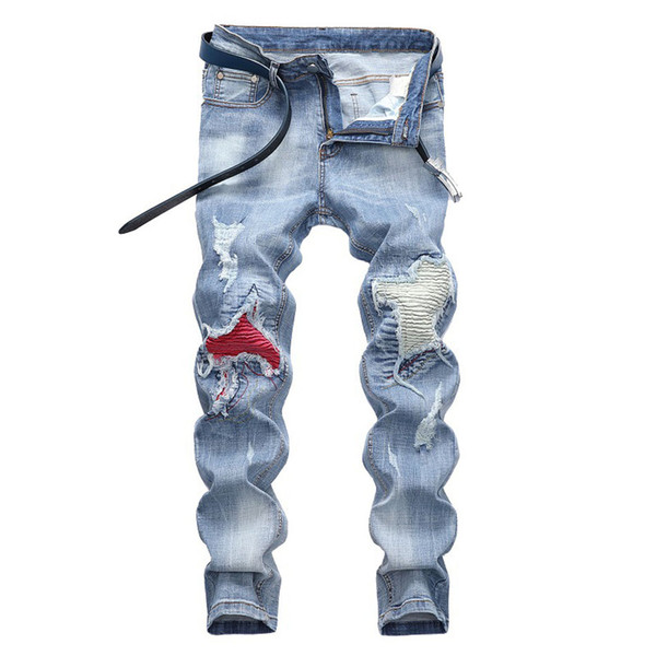 2019 New Summer Spring Fashion Brand Design Distressed Mens Jeans Hight Quality Hole Ripped Embroidery Denim Trousers 42