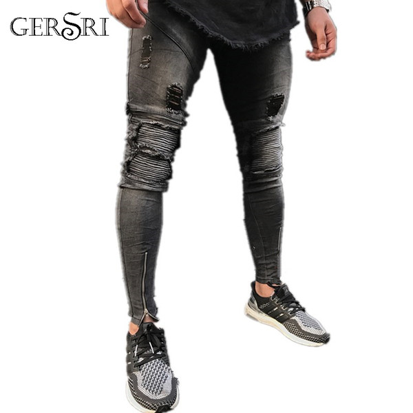 Gersri All-match Jeans Man High Quality Pants Men Trousers Fashion Men Jeans Knee Hole Destroyed