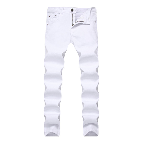 New Fashion White Denim Trousers for Male Spring and Autumn Men Stretch Jeans Retro Pants Casual Men's Jeans