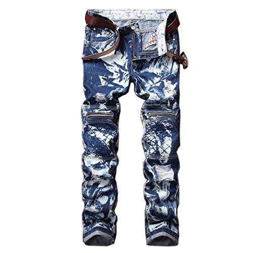 Just No Logo Men's Slim Fit Camo Paint Zip Jeans