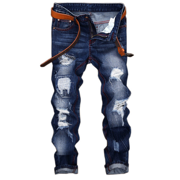 Jeans Pants Men 2018 Autumn Hot European American Personality Slim 424#