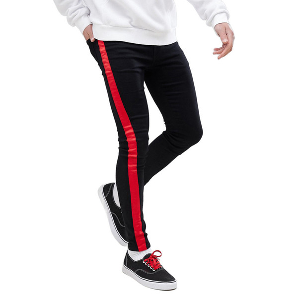 Black Striped Mens 19ss Designer Jeans Men Clothing Spring Autumn Slim Fit Street Jean Pants