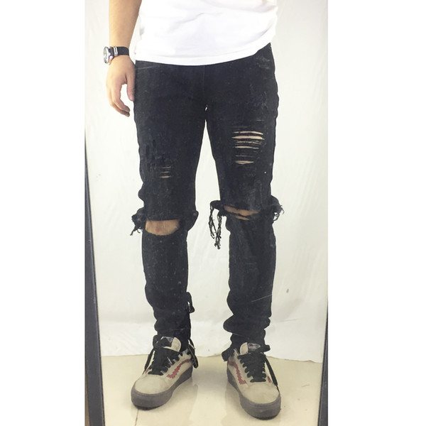 VFIVE UNFOUR hot selling 2019 fashion mens jeans hole Full Length pants ankle zipper cool jogger damage Casual hip hop Hole Denim jeans