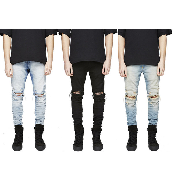 LONGBIDA Mens Washed Jeans Vintage Style Skinny Pencil Jeans in 3 Colors Zipper Fly Fashion Denim Pants