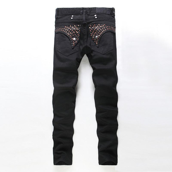 Men's Fashion Brand Diamond Black Jeans Men's Plus Size Spring/Summer Street Fashion Jeans Size 28-38