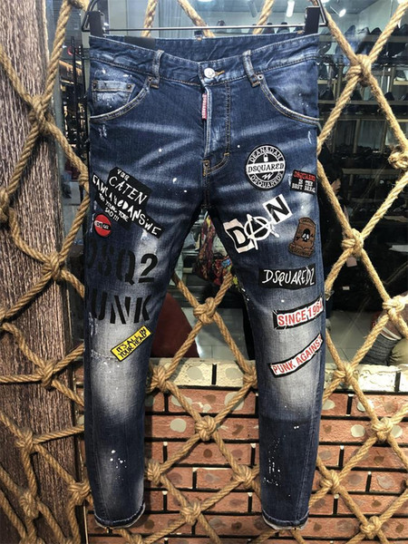 2019, the new brand fashion European and American summer men's wear jeans are men's casual jeans ##558