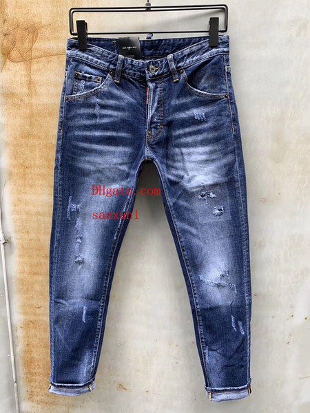 mens designer jeans ripped Trousers clothes Fashion Slim Moto Biker Causal Men Hip Hop denim Pants DS-QU3