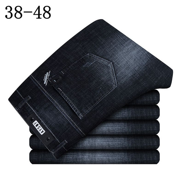 2018 New Brand Jeans Men Plus Size Pants 38 40 42 44 46 48 Mens High Stretch Big And Tall Large Trouser Loose Jeans For Men