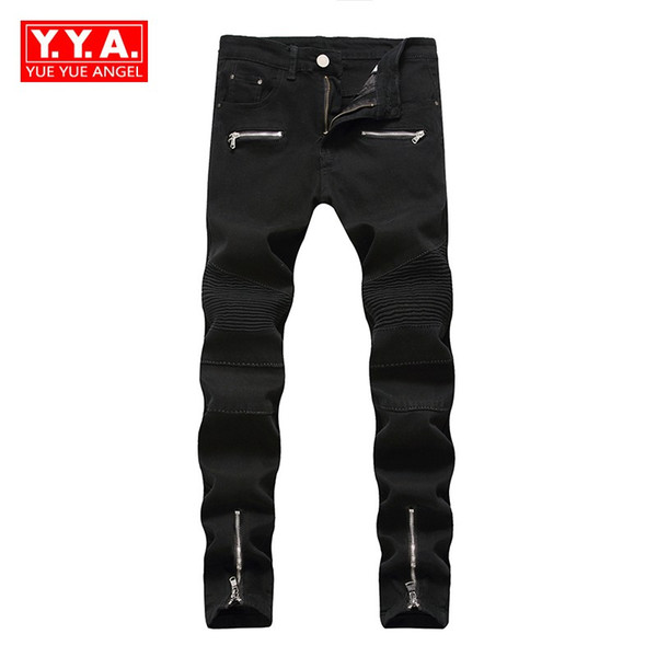 Jeans Men New Fashion Spring Slim Fit Pants Streetwear Motor Men's Jean Straight Full Length Cowboy Pants Man Plus Size