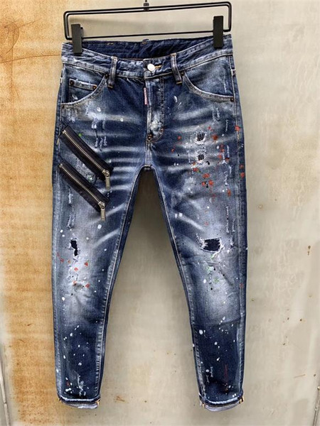 Fashion designer men's jeans Slim motorcycle Moto Biker casual men's jeans Hip Hop men's jeans W17