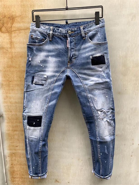 Fashion designer men's jeans Slim motorcycle Moto Biker casual men's jeans Hip Hop men's jeans W15