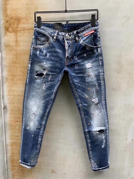 Fashion designer men's jeans Slim motorcycle Moto Biker casual men's jeans Hip Hop men's jeans W2