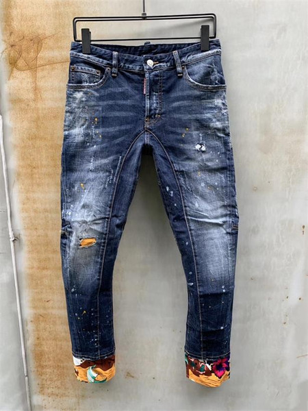 Fashion designer men's jeans Slim motorcycle Moto Biker casual men's jeans Hip Hop men's jeans W14