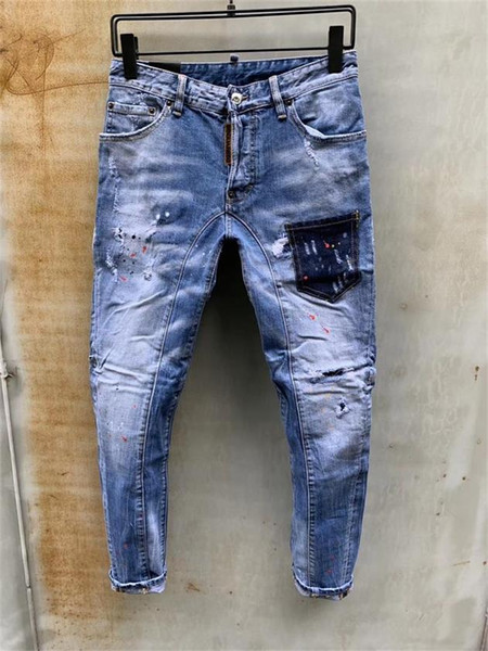 Fashion designer men's jeans Slim motorcycle Moto Biker casual men's jeans Hip Hop men's jeans W10