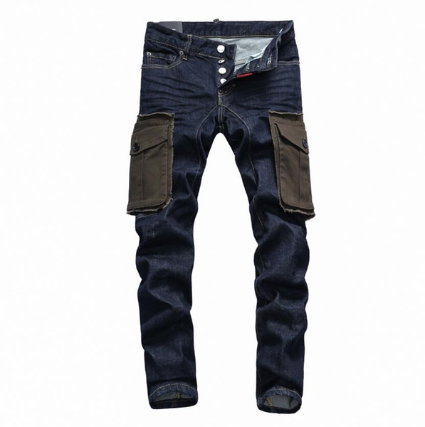 d2019 Men Distressed Ripped Jeans Fashion Designer Straight Motorcycle Biker Jeans Causal Denim Pants men Luxury brand Jeans