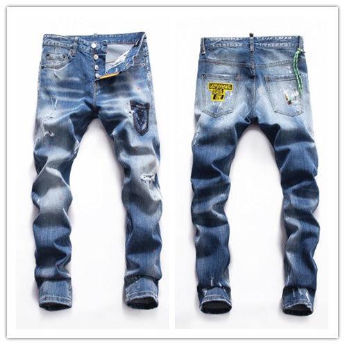 Famous Italy Brand Rock Biker Jeans Men Ripped Denim Tearing Jeans D2 Trousers Skinny Mens Jeans For Men Cheap Pants Ruched Boy designe Jean