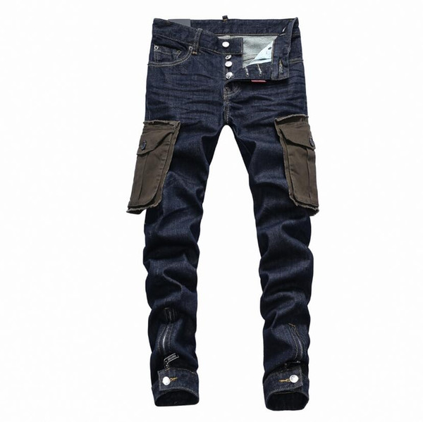 D2019 Italian brand men jeans fashion high quality men classic jeans brand trousers Men's fashion jeans Small leg pencil pants 28-38