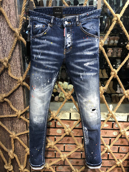 d2019 Fashion Italy Brand Rock Biker Men Jeans Ripped Denim Tearing Trousers Skinny Mens Jeans For Men Cheap Pants Ruched Boy Jean jacket