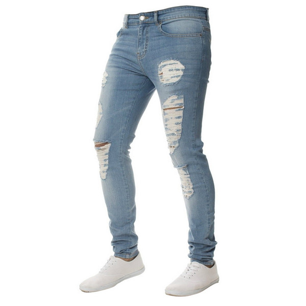 WENYUJH Cotton Jeans Men's Pants Vintage Hole Cool Trousers Guy 2018 Summer Europe America Style Plus Size 3XL Ripped Jeans Men