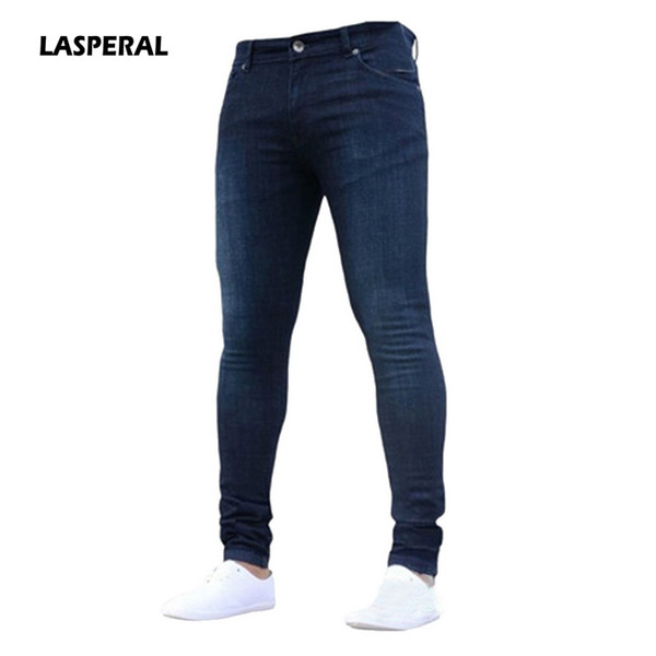 LASPERAL 2017 New Fashion Men's Casual Stretch Skinny Jeans Trousers Tight Pants Solid Color Jeans Men Brand Mens Designer