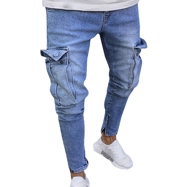 Fashion Men Jeans Knee Pockets Original Design New Fashion Men Jeans Denim Jogger Design Hip Hop Joggers For