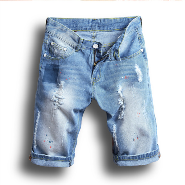 Summer Fashion Men Jeans Shorts Cotton Denim Ripped Shorts Brand Designer Casual Short Jeans Men Plus Size