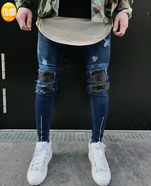 Famous Brand Designer Slim Fit Ripped Jeans Men Mens Distressed Denim Joggers Knee Holes Washed Destroyed Jeans