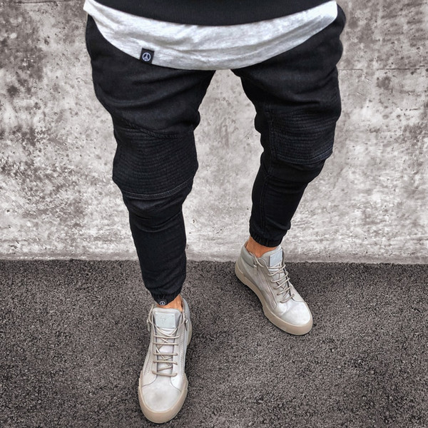 Skinny Jeans Punk Pants Black Color Elastic Fashion Streetwear Ripped Jeans Men Classical Broken Hip Hop Jeans