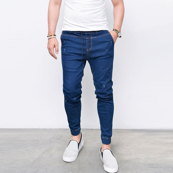 Fashion Men's Desinger Jeans Casual Wash Cotton Joggers Jeans Skinny Jeans Elastic Waist Joggers Jean Homme