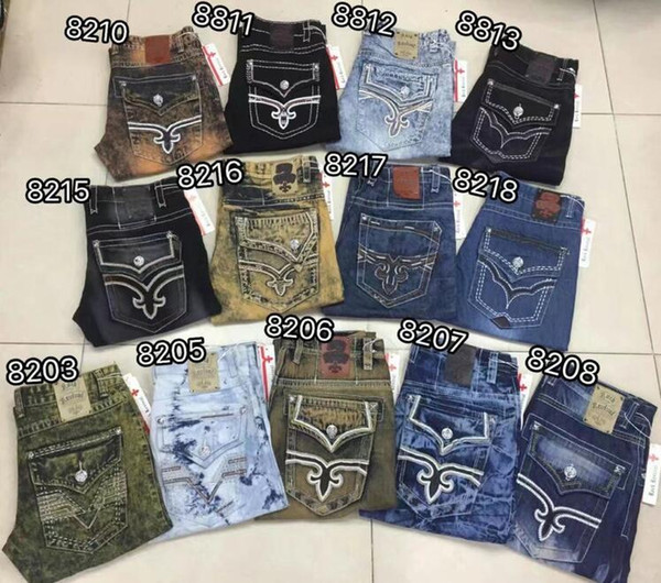 New Mens Robin Rock Revival Jeans High quality brand designer Robin Crystal Studs Denim Pants jeans Trousers for Men size 30-42