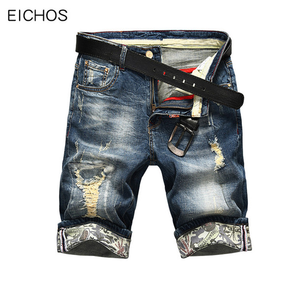 Hot Selling Summer Casual Thin Short Homme De Marque 2017 Korean Youth Mens Denim Shorts Elasticity Distressed Skinny Jeans Men