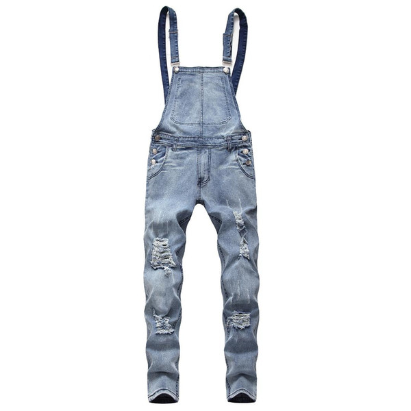 Men Jeans Skinny Ripped Hole Pleated Patchwork Slim Fit Hip Hop Biker Jeans Men 2019 New Casual Overalls Pants