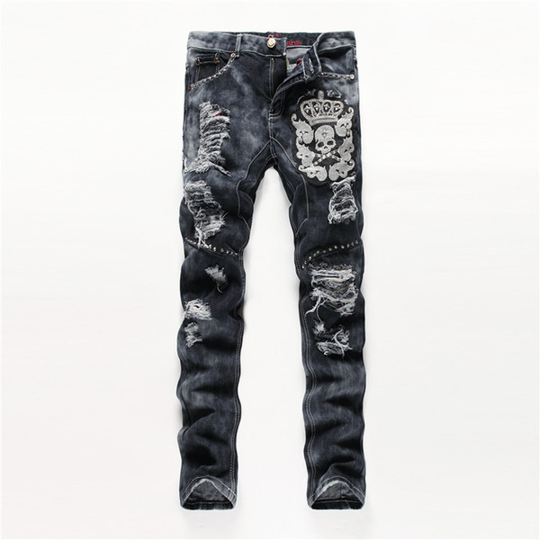 Print jeans slim jeans men pantalon jean hommehip hop pantsdenim trousers men