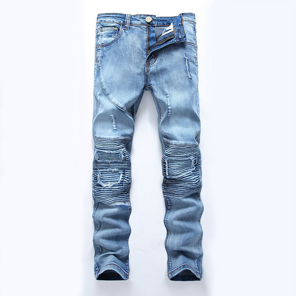 Fashionable Blue Cotton Men's Jeans Jeans Of The Regular Mens Luxury Stone Washes Fashion Brand Of The Men's