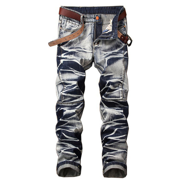 New Fashion men's jeans casual straight nostalgic retro brand high quality cotton jeans men patchwork Denim Pants jean Trousers