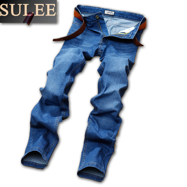 SuLEE Brand Mens Brand Jeans men Regular fit jeans denim Causal pants Washed Blue for men