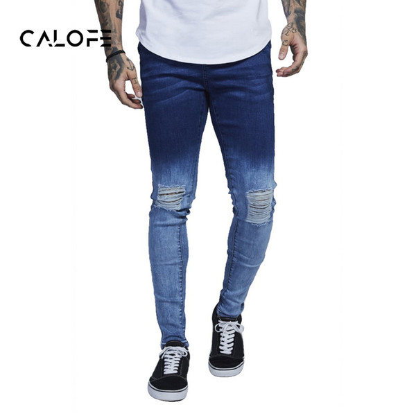 CALOFE 2018 New Male's Ankle-length Hole Jeans Straight Worn Pants Summer Lightweight Fashion Casual Trousers Plus Size Jeans