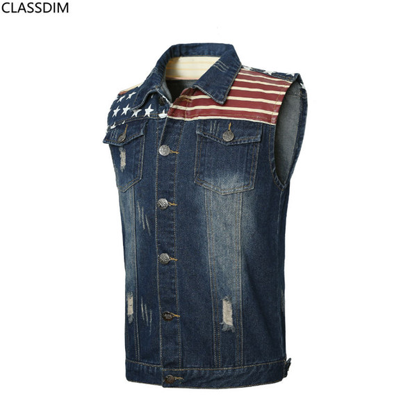 Free shipping!Men's sleeveless denim jacket Men trendy cowboy vest blue skinny Locomotive vest Trendy fashion